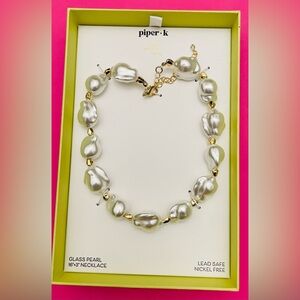 PIPER K Glass Pearl Statement Cocktail Necklace